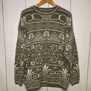 Vintage Worthington Women's Tunic Sweater Taupe Tan Floral Medium